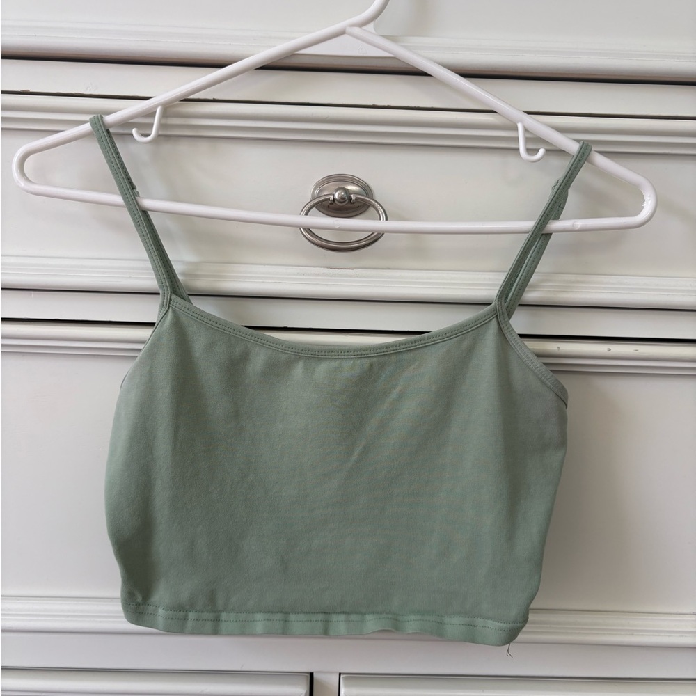 Green Spaghetti Strap Crop Top